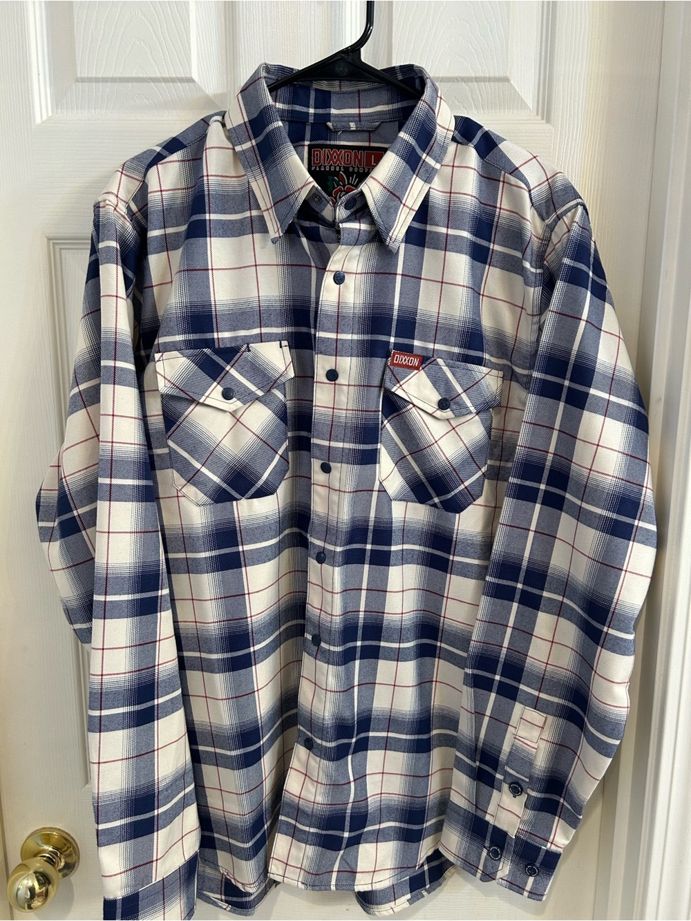 DIXXON Navy, White & Red Plaid Button-Down Work Shirt